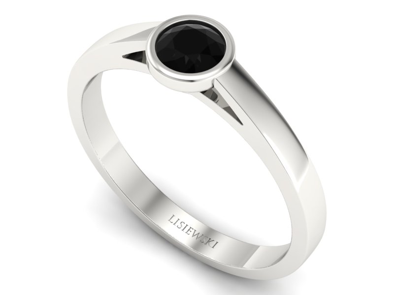 Pierścionek z czarnym diamentem białe złoto - p16925bcd - 3