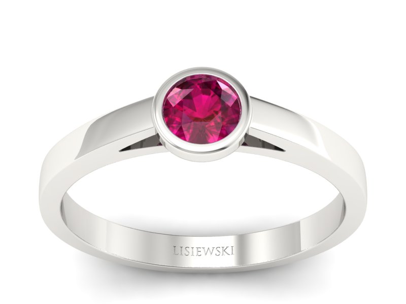 Złoty pierścionek z rubinem białe złoto - p16925br - 1