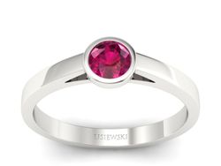 Złoty pierścionek z rubinem białe złoto - p16925br