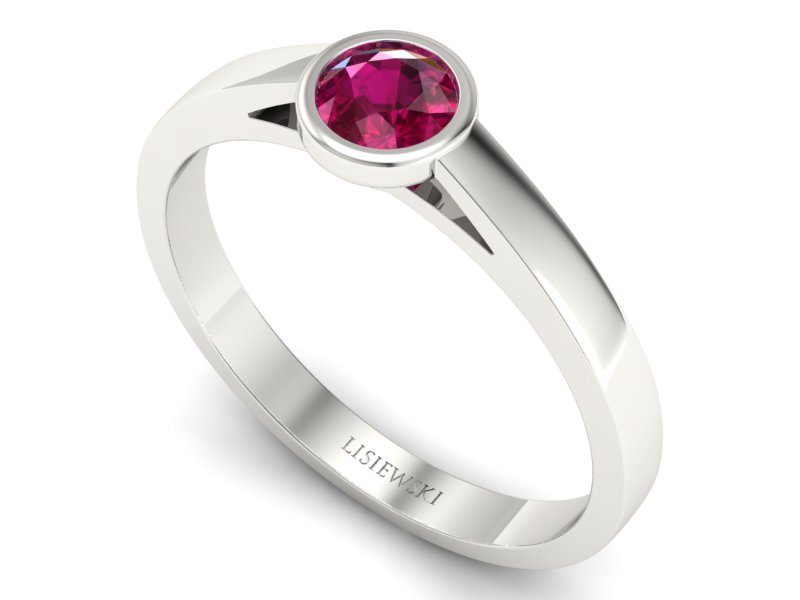 Złoty pierścionek z rubinem białe złoto - p16925br - 3