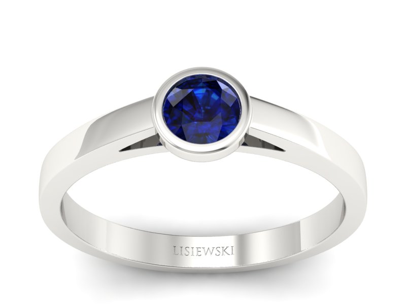 Złoty pierścionek z szafirem białe złoto - p16925bsz - 1