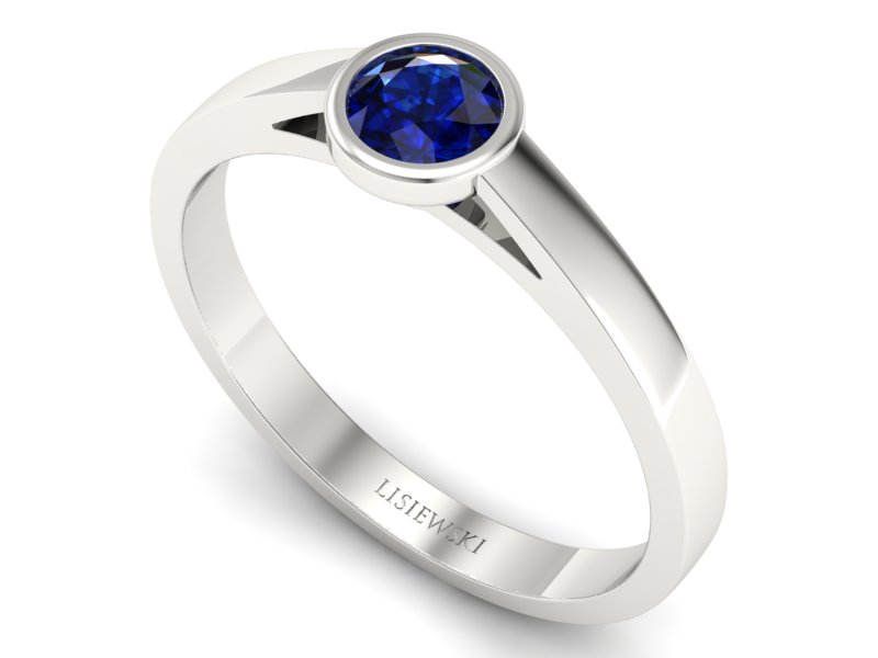 Złoty pierścionek z szafirem białe złoto - p16925bsz - 3
