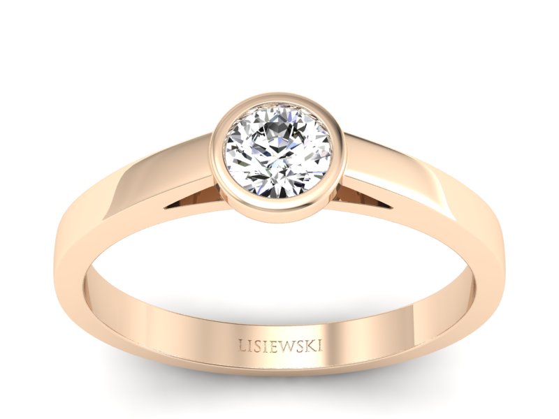 Złoty pierścionek z brylantem różowe złoto - p16925c - 1