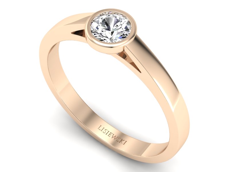 Złoty pierścionek z brylantem różowe złoto - p16925c - 3