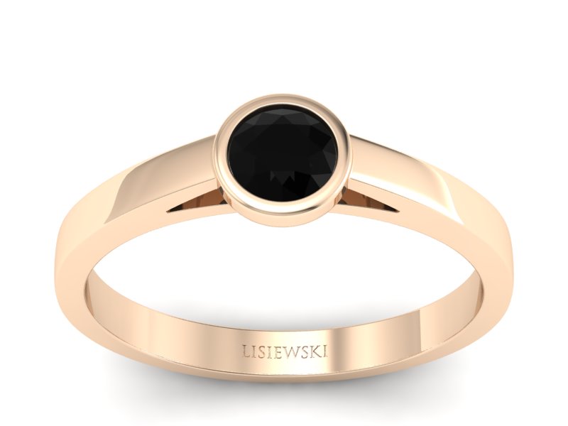 Pierścionek z czarnym diamentem różowe złoto - p16925ccd - 1