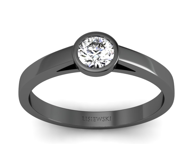 Złoty pierścionek z brylantem czarne złoto - p16925cz - 1