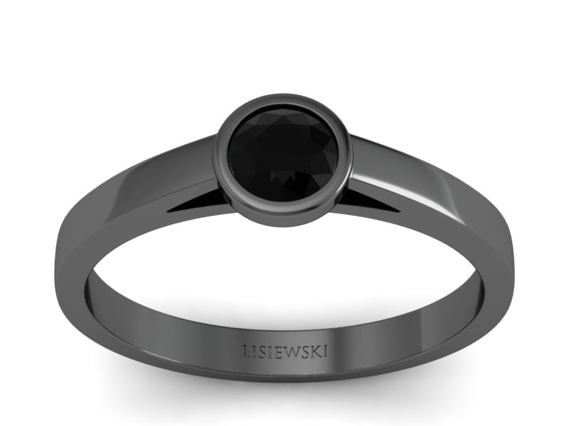 Pierścionek z czarnym diamentem czarne złoto - p16925czcd - 1