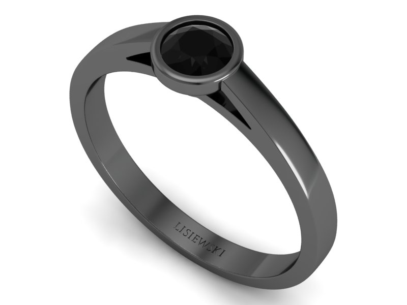 Pierścionek z czarnym diamentem czarne złoto - p16925czcd - 3