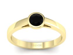 Pierścionek z czarnym diamentem żółte złoto - p16925zcd