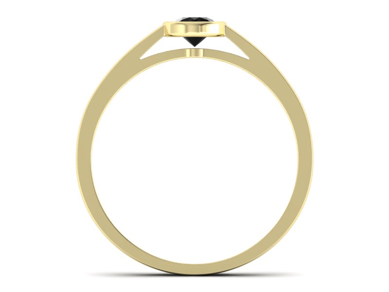 Pierścionek z czarnym diamentem żółte złoto - p16925zcd - 2
