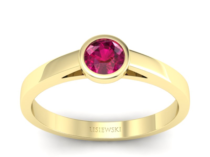 Złoty pierścionek z rubinem żółte złoto - p16925zr - 1
