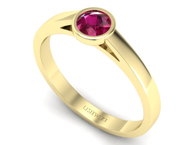 Złoty pierścionek z rubinem żółte złoto - p16925zr - 3