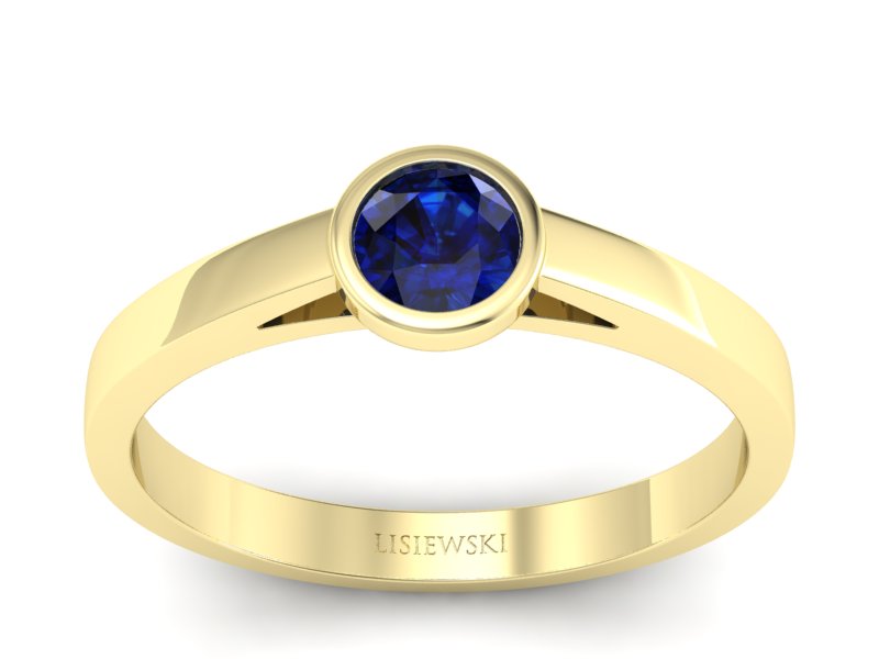 Złoty pierścionek z szafirem żółte złoto - p16925zsz - 1