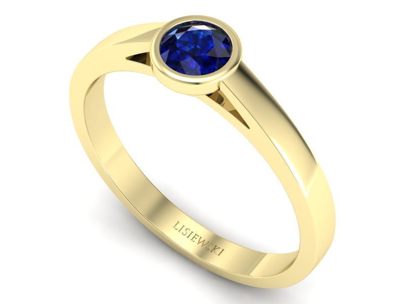 Złoty pierścionek z szafirem żółte złoto - p16925zsz - 3