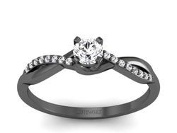 Złoty pierścionek z brylantami czarne złoto 585 - p16926cz