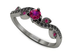 Pierścionek z rubinem i diamentami złoto 585 - p16929czrrcd