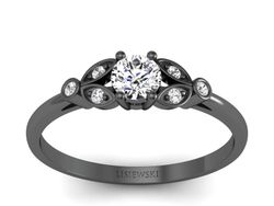Pierścionek zaręczynowy czarne złoto z diamentami - p16930cz