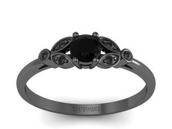 Złoty Pierścionek z czarnego złota z diamentami - p16930czcd
