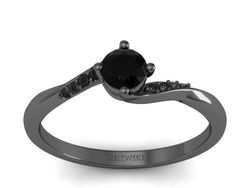 Pierścionek złoto 585 z czarnymi diamentami - p16932czcdcd