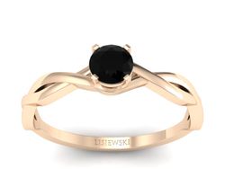 Pierścionek z czarnym diamentem różowe złoto 585 - p16933ccd