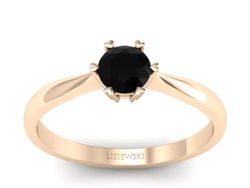 Pierścionek z czarnym diamentem różowe złoto 585 - p16934ccd