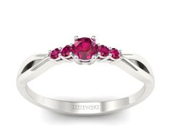Pierścionek z rubinami białe złoto 585 - p16938brr