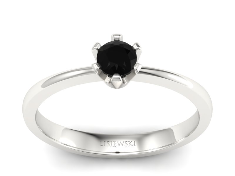 Złoty pierścionek białe złoto z brylantem - p16942bcd - 1