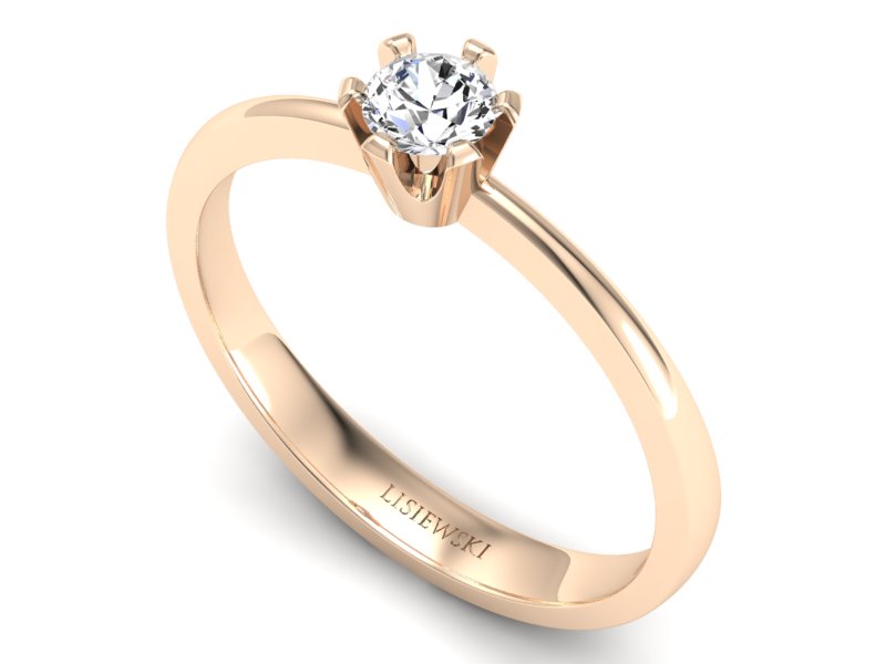 Pierścionek z brylantem różowe złoto - p16942c - 3