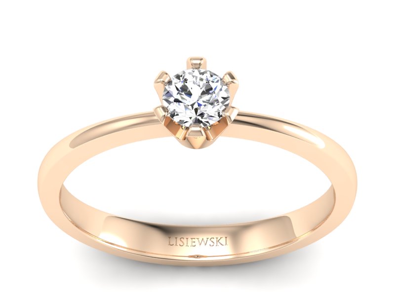 Pierścionek z brylantem różowe złoto - p16942c - 1