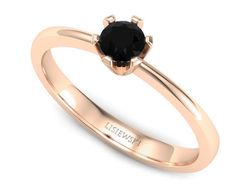 Pierścionek z czarnym diamentem różowe złoto 585 - p16942ccd