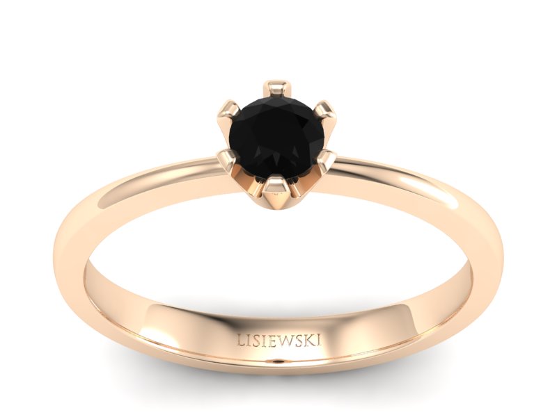 Pierścionek z czarnym diamentem różowe złoto - p16942ccd - 1
