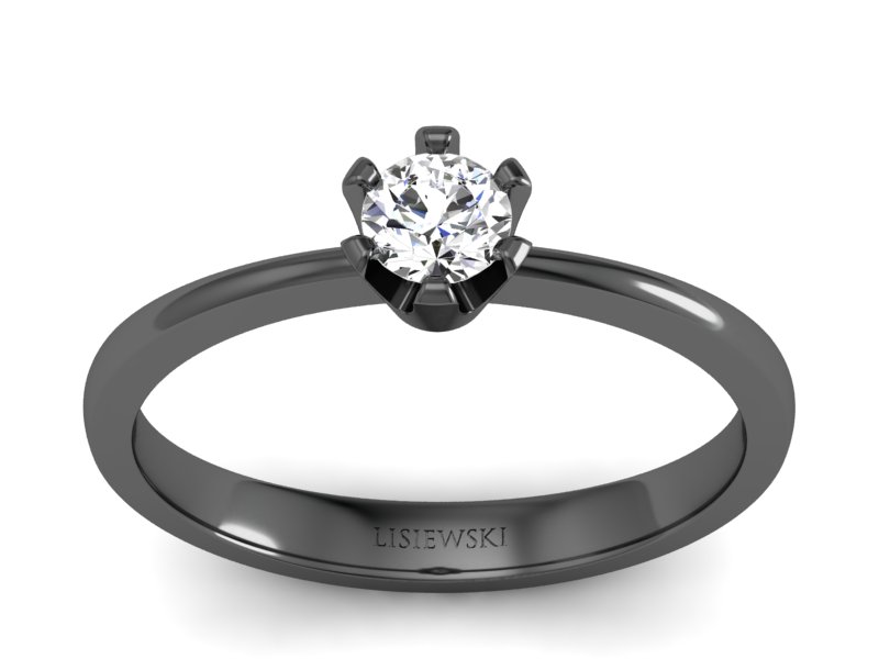 Złoty pierścionek z diamentem czarne złoto - p16942cz - 1