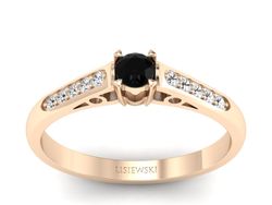 Pierścionek z diamentami różowe złoto próba 585 - p16958ccd