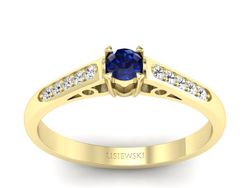 Pierścionek z szafirem i diamentami żółte złoto - p16958zsz