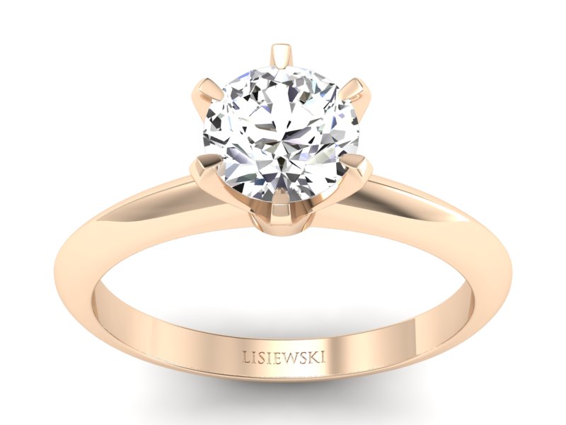 Pierścionek z brylantem różowe złoto próba 585 - p16960c - 1