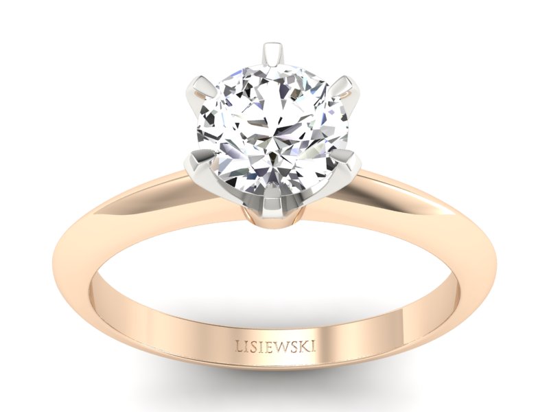 Złoty Pierścionek zaręczynowy z brylantem - p16960cb - 1