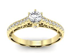 Złoty Pierścionek zaręczynowy z diamentami - p16967z