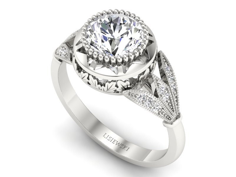 Pierścionek z diamentami białe złoto próba 585 - p16968b - 3