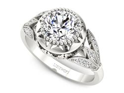 Pierścionek z diamentami białe złoto próba 585 - p16968b