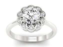 Pierścionek z diamentami białe złoto próba 585 - p16971b