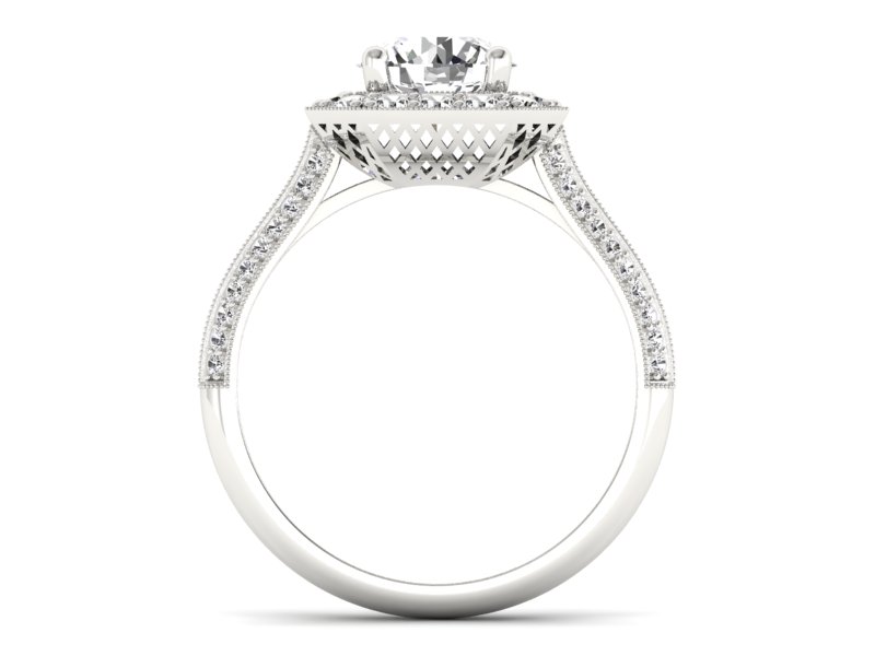 Złoty pierścionek z brylantami białe złoto 585 - p16974b