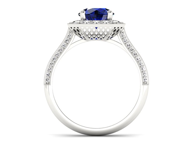 Pierścionek zaręczynowy z szafirem i diamentami - p16974bsz - 2