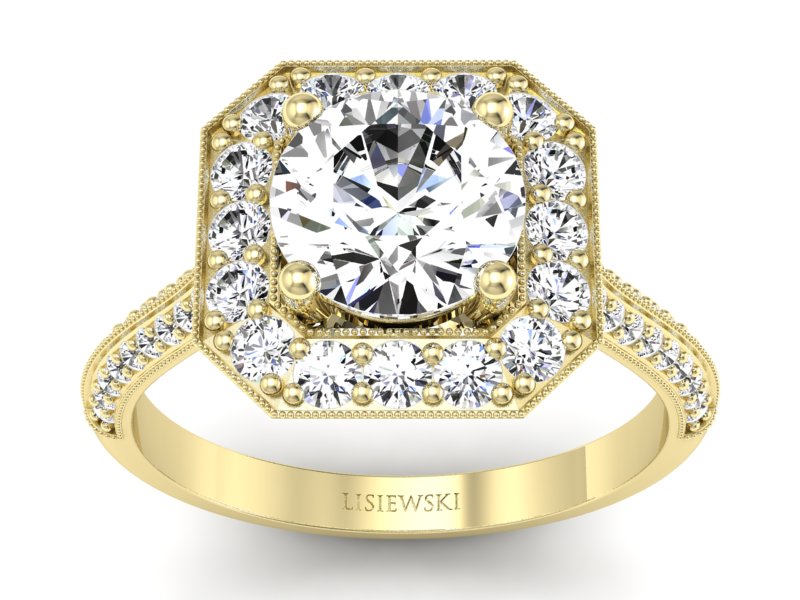 Złoty pierścionek z brylantami żółte złoto 585 - p16974z - 1