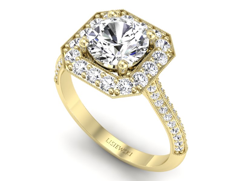 Złoty pierścionek z brylantami żółte złoto 585 - p16974z