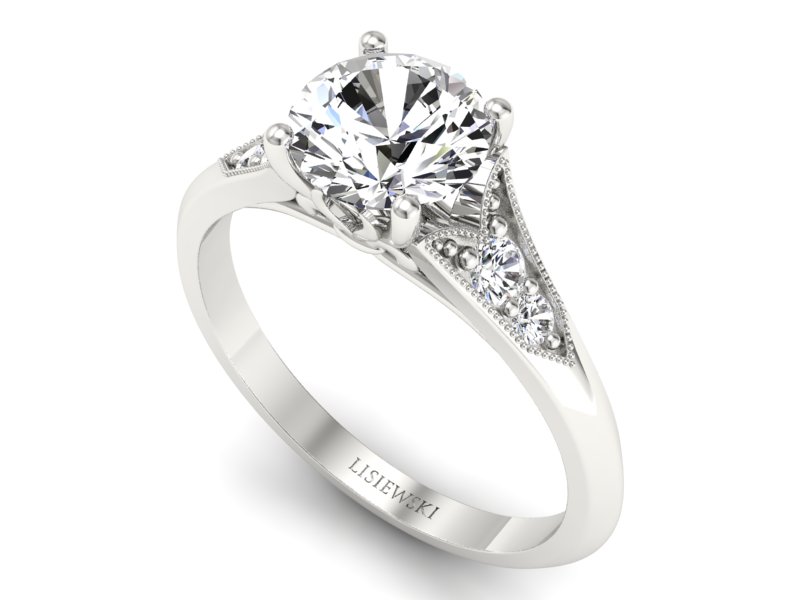 Pierścionek z diamentami białe złoto próba 585 - p16980b - 3