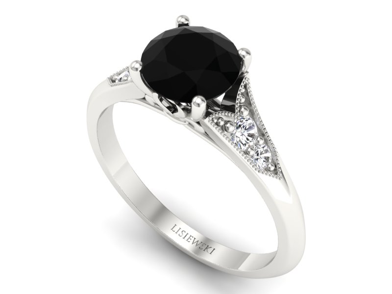 Pierścionek zaręczynowy diament białe złoto - p16980bcd - 3