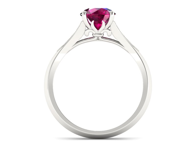 Pierścionek z rubinem i diamentami białe złoto - p16980br - 2