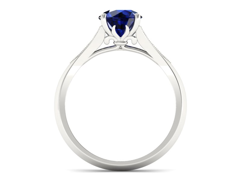 Pierścionek z szafirem i diamentami białe złoto - p16980bsz - 2