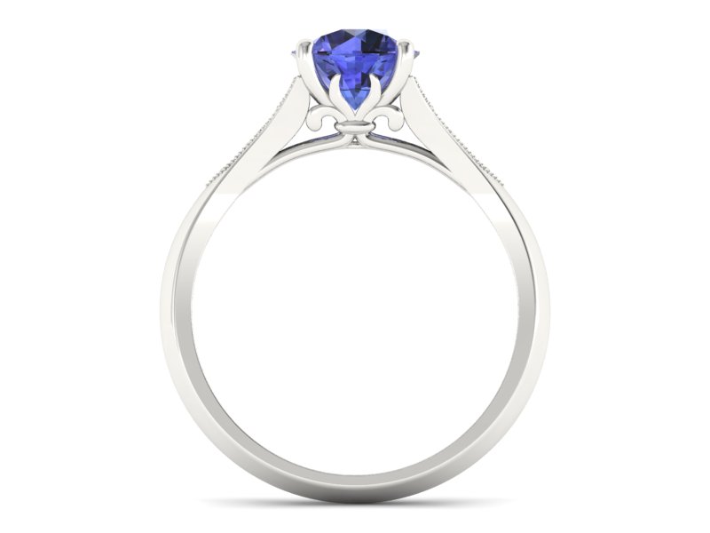 Pierścionek z tanzanitem i diamentami białe złoto - p16980bt - 2
