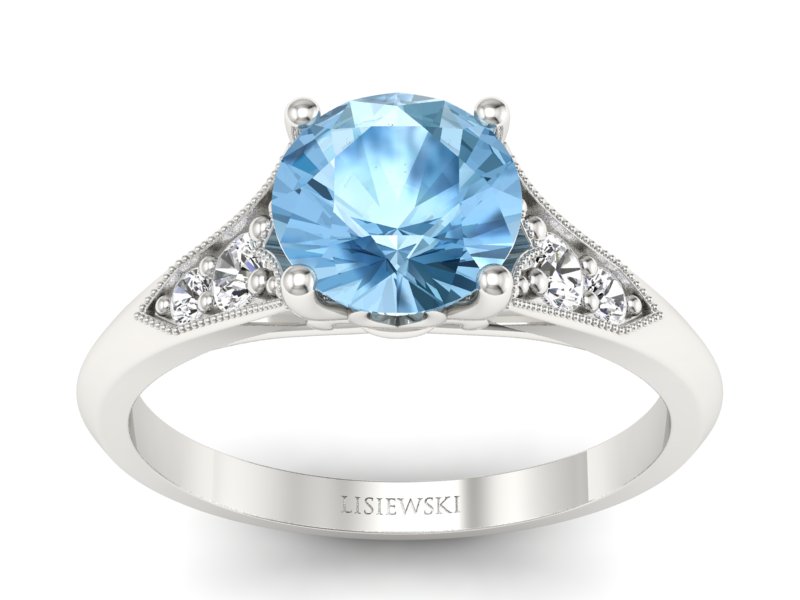 Pierścionek z topazem i diamentami białe złoto - p16980btp - 1